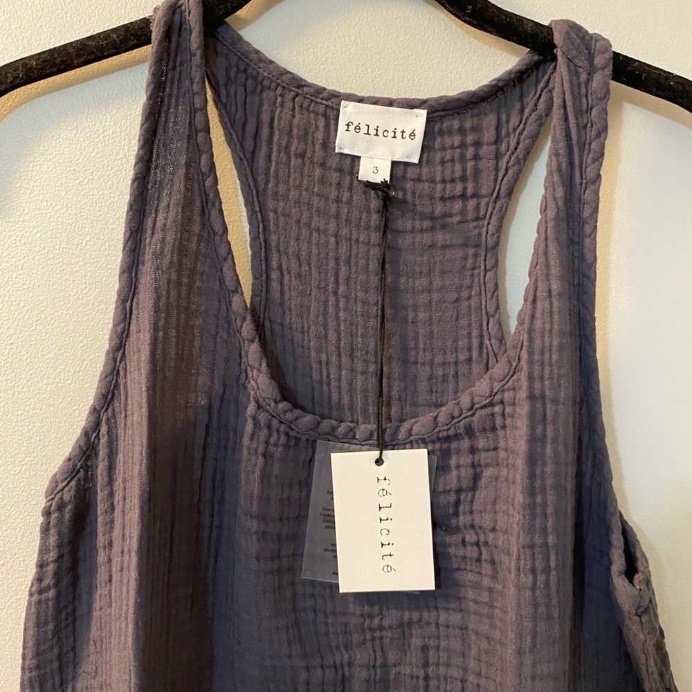 NWT Felicite Racer Back MIDI gauze dress in “carbon” or charcoal size medium - Picture 5 of 5